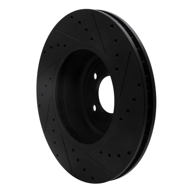 R1 04-10 BMW 550I Front Left Drilled & Slotted Black Brake Rotor-Brake Rotors - Slot & Drilled-Grocery Getter Performance