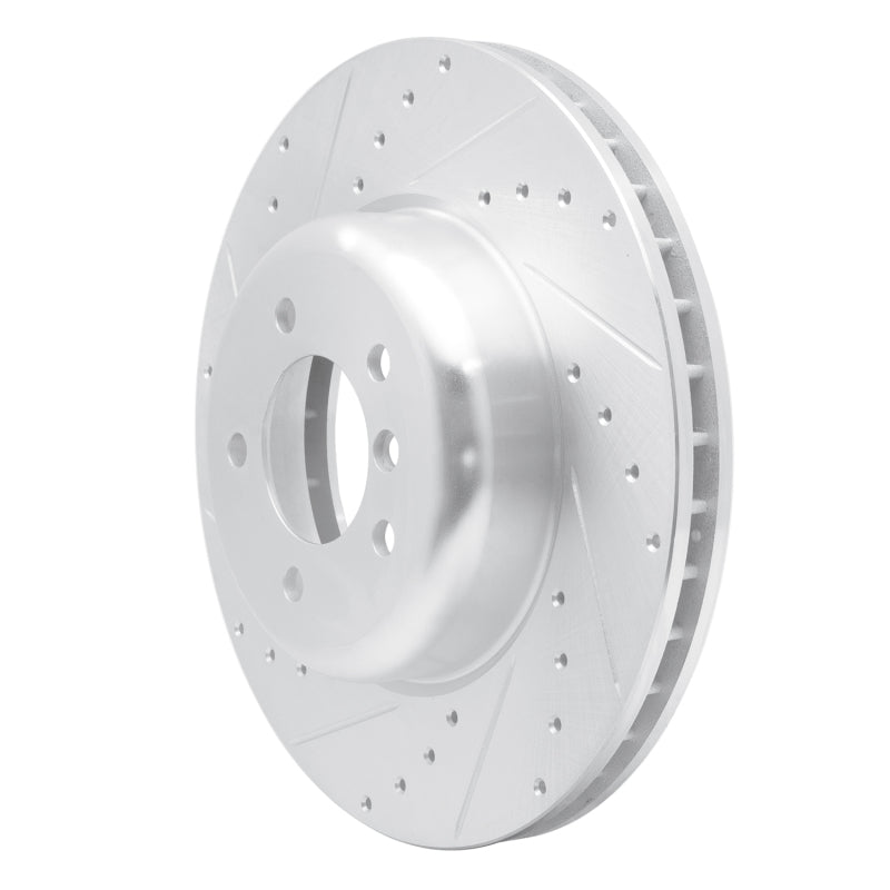 R1 04-10 BMW 650I Convertible Front Left Drilled & Slotted Silver Brake Rotor-Brake Rotors - Slot & Drilled-Grocery Getter Performance