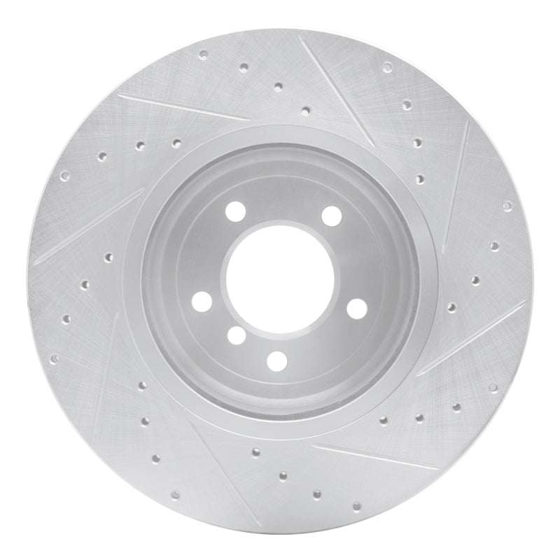 R1 04-10 BMW 650I Convertible Front Left Drilled & Slotted Silver Brake Rotor-Brake Rotors - Slot & Drilled-Grocery Getter Performance