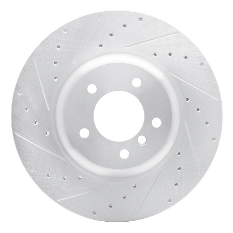 R1 04-10 BMW 650I Convertible Front Left Drilled & Slotted Silver Brake Rotor-Brake Rotors - Slot & Drilled-Grocery Getter Performance