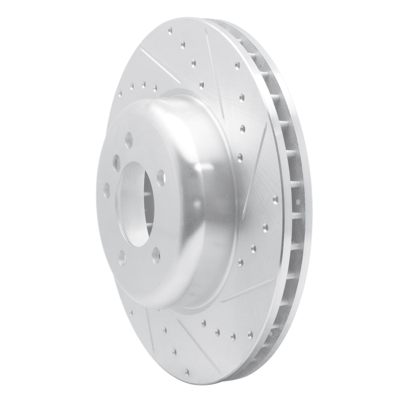 R1 04-10 BMW 650I Coupe Front Right Drilled & Slotted Silver Brake Rotor-Brake Rotors - Slot & Drilled-Grocery Getter Performance