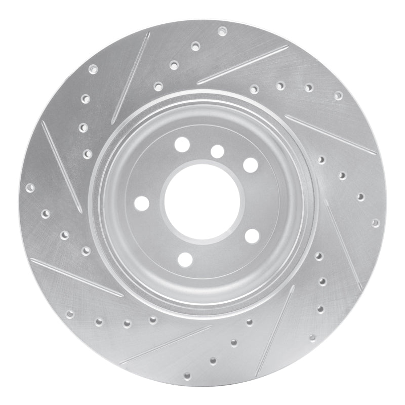 R1 04-10 BMW 650I Coupe Rear Right Drilled & Slotted Silver Brake Rotor-Brake Rotors - Slot & Drilled-Grocery Getter Performance