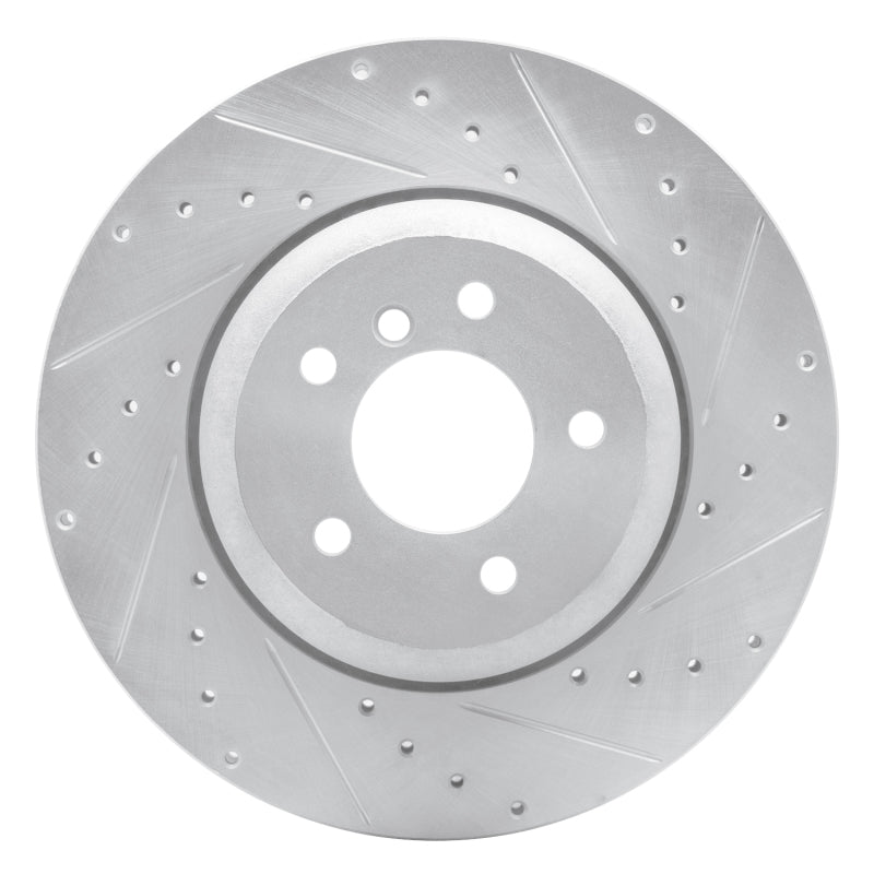 R1 04-10 BMW 650I Coupe Rear Right Drilled & Slotted Silver Brake Rotor-Brake Rotors - Slot & Drilled-Grocery Getter Performance