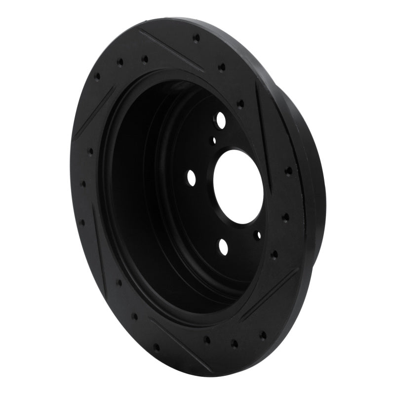 R1 04-10 Toyota SIENNA Rear Left Drilled & Slotted Black Brake Rotor-Brake Rotors - Slot & Drilled-Grocery Getter Performance