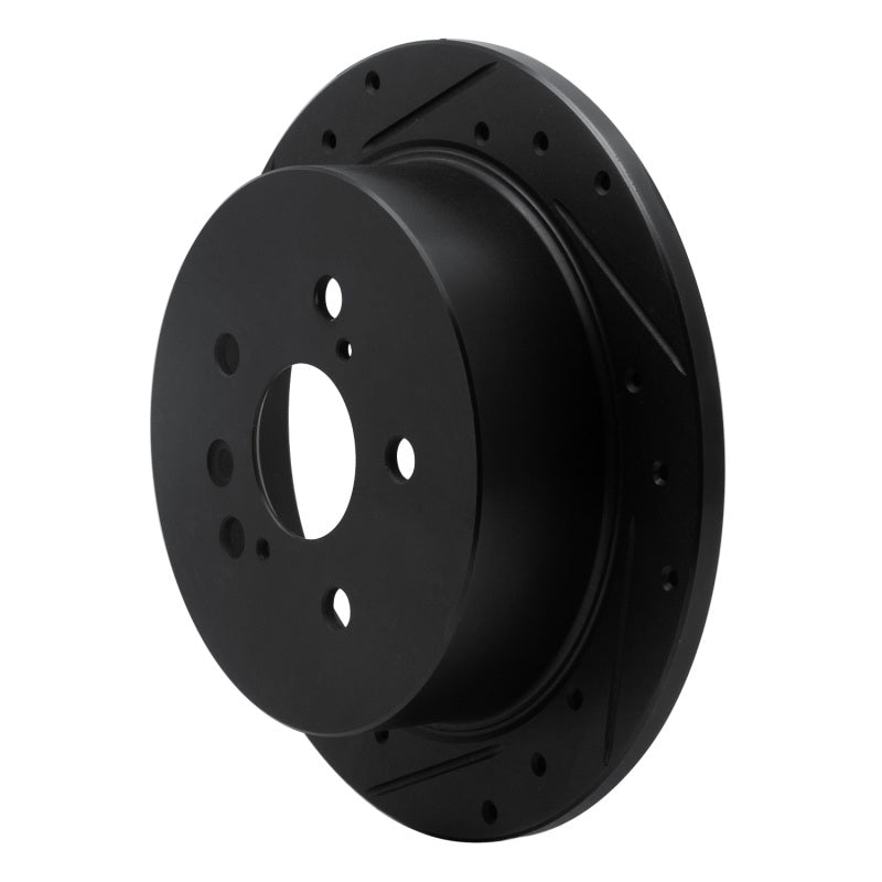 R1 04-10 Toyota SIENNA Rear Left Drilled & Slotted Black Brake Rotor-Brake Rotors - Slot & Drilled-Grocery Getter Performance