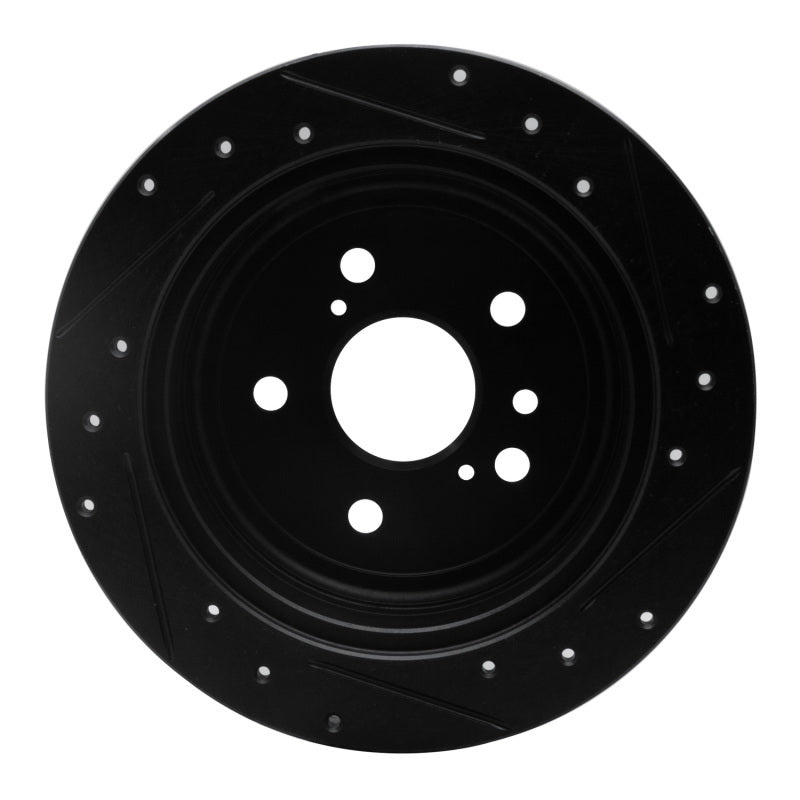 R1 04-10 Toyota SIENNA Rear Left Drilled & Slotted Black Brake Rotor-Brake Rotors - Slot & Drilled-Grocery Getter Performance