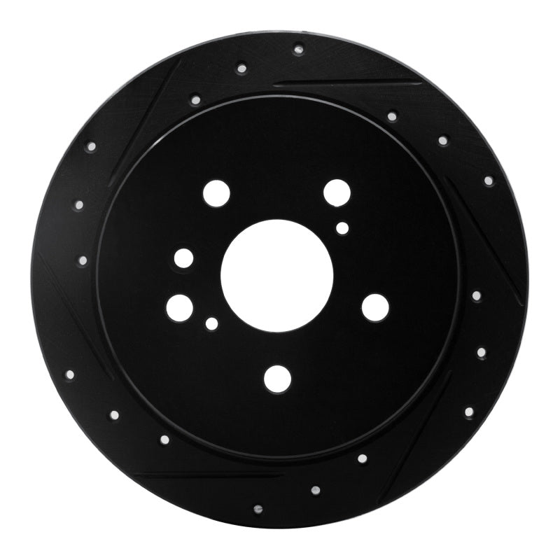 R1 04-10 Toyota SIENNA Rear Left Drilled & Slotted Black Brake Rotor-Brake Rotors - Slot & Drilled-Grocery Getter Performance