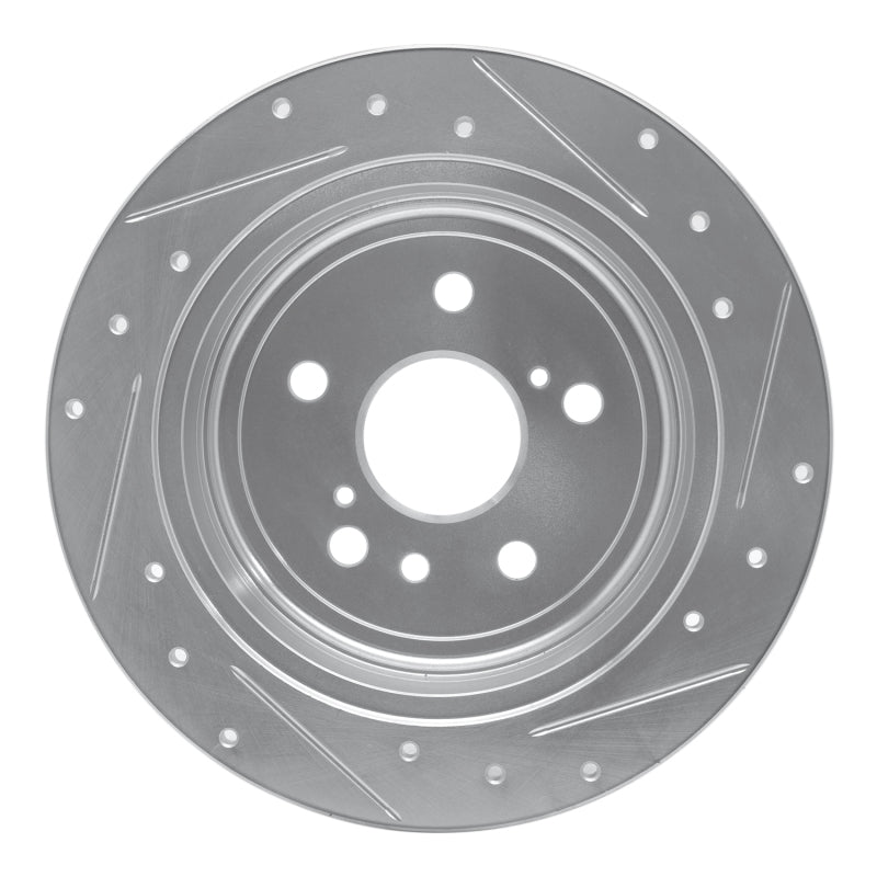 R1 04-10 Toyota SIENNA Rear Left Drilled & Slotted Silver Brake Rotor-Brake Rotors - Slot & Drilled-Grocery Getter Performance