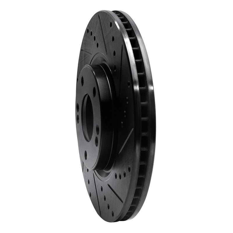 R1 04-11 Hyundai XG350 Front Right Drilled & Slotted Black Brake Rotor-Brake Rotors - Slot & Drilled-Grocery Getter Performance