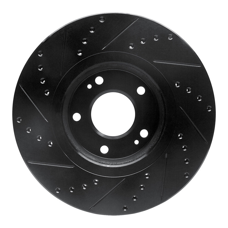 R1 04-11 Hyundai XG350 Front Right Drilled & Slotted Black Brake Rotor-Brake Rotors - Slot & Drilled-Grocery Getter Performance
