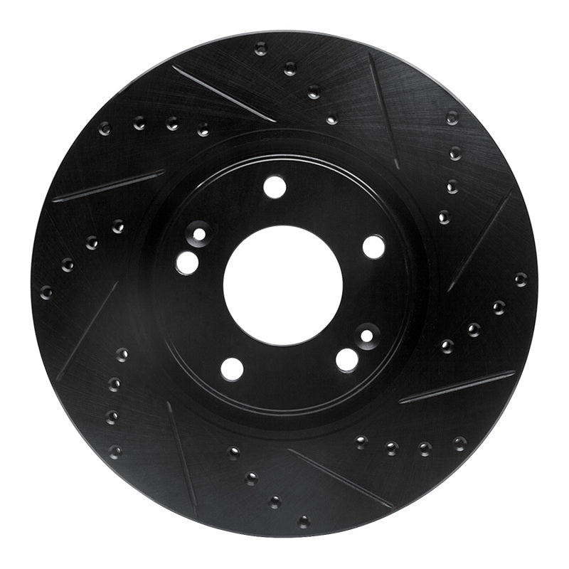 R1 04-11 Hyundai XG350 Front Right Drilled & Slotted Black Brake Rotor-Brake Rotors - Slot & Drilled-Grocery Getter Performance