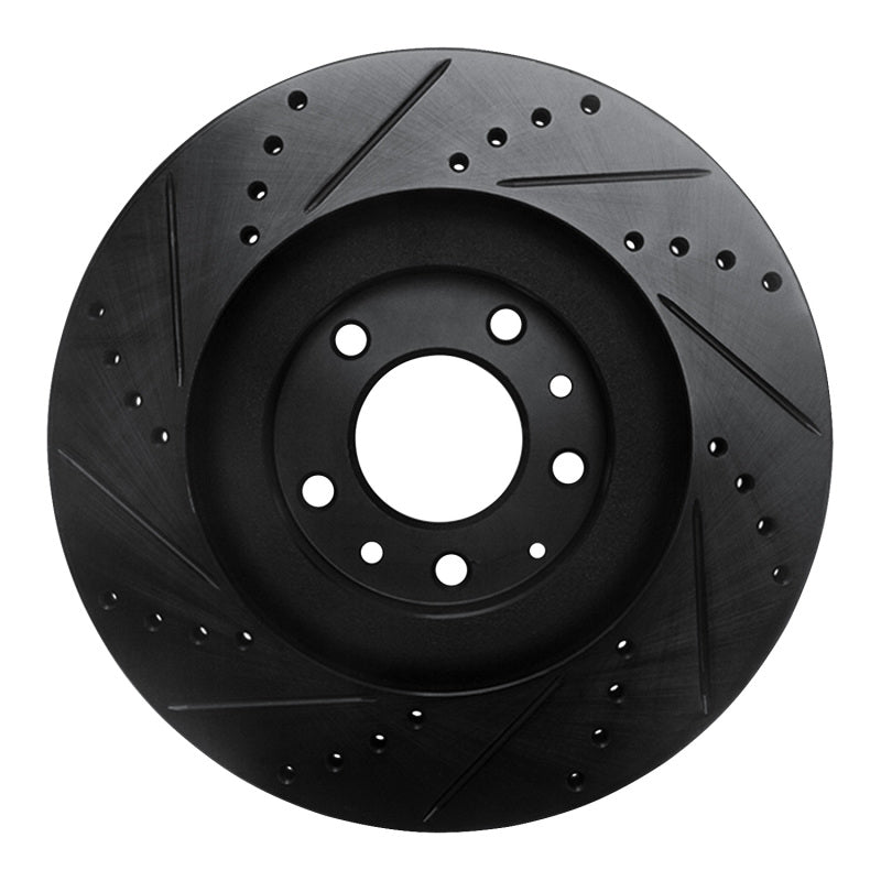 R1 04-11 Mazda RX-8 Front Right Drilled & Slotted Black Brake Rotor-Brake Rotors - Slot & Drilled-Grocery Getter Performance