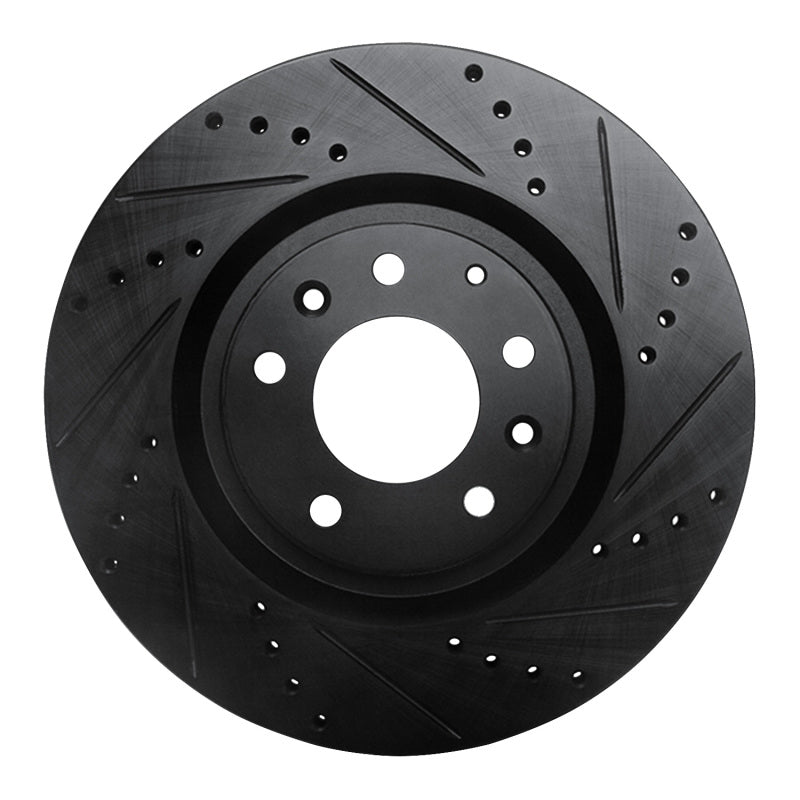 R1 04-11 Mazda RX-8 Front Right Drilled & Slotted Black Brake Rotor-Brake Rotors - Slot & Drilled-Grocery Getter Performance