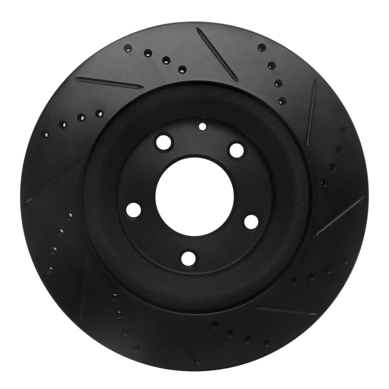 R1 04-11 Mazda RX-8 Rear Left Drilled & Slotted Black Brake Rotor-Brake Rotors - Slot & Drilled-Grocery Getter Performance