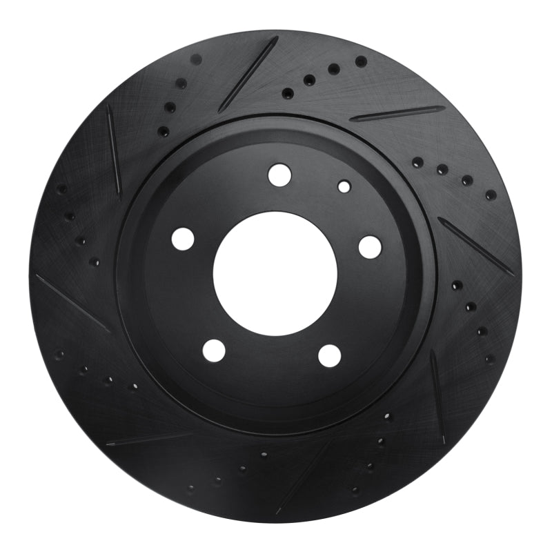 R1 04-11 Mazda RX-8 Rear Left Drilled & Slotted Black Brake Rotor-Brake Rotors - Slot & Drilled-Grocery Getter Performance