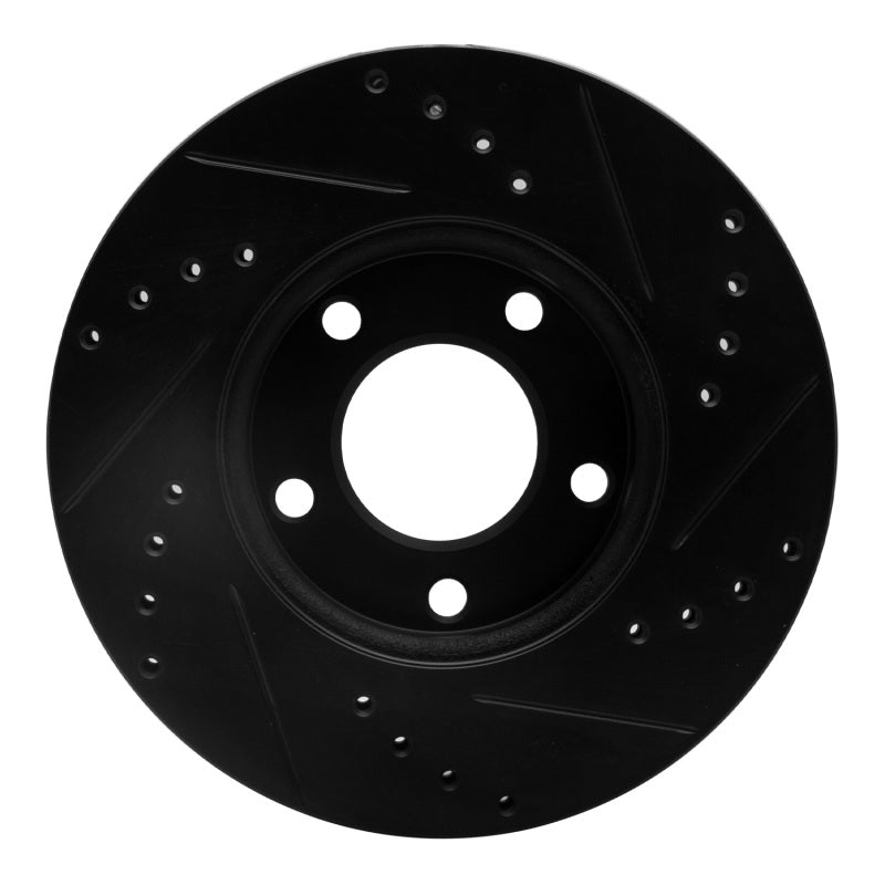 R1 04-13 Mazda 3 Front Left Drilled & Slotted Black Brake Rotor-Brake Rotors - Slot & Drilled-Grocery Getter Performance
