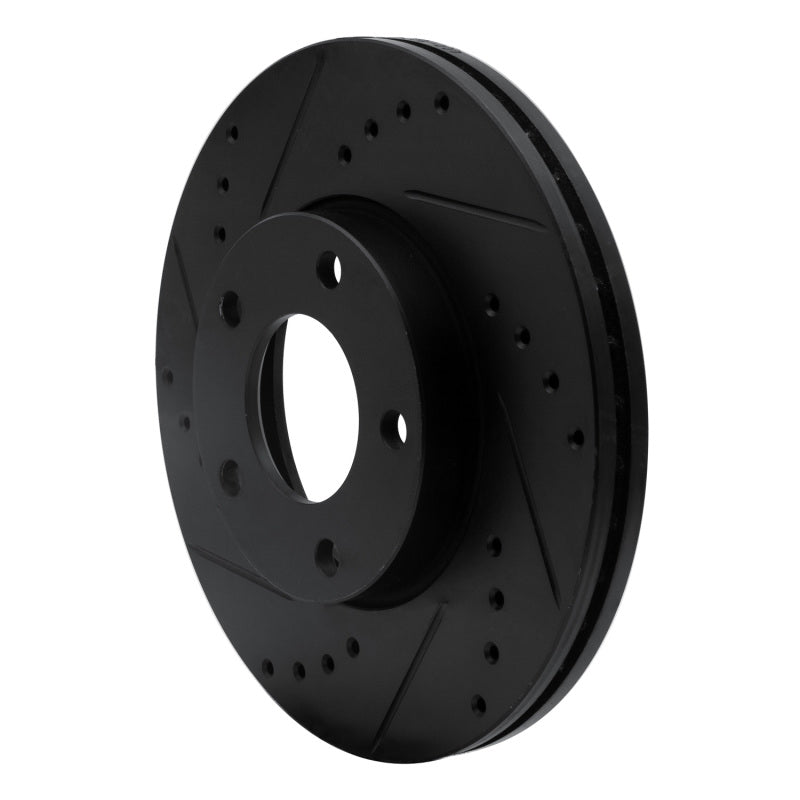 R1 04-13 Mazda 3 Front Left Drilled & Slotted Black Brake Rotor-Brake Rotors - Slot & Drilled-Grocery Getter Performance