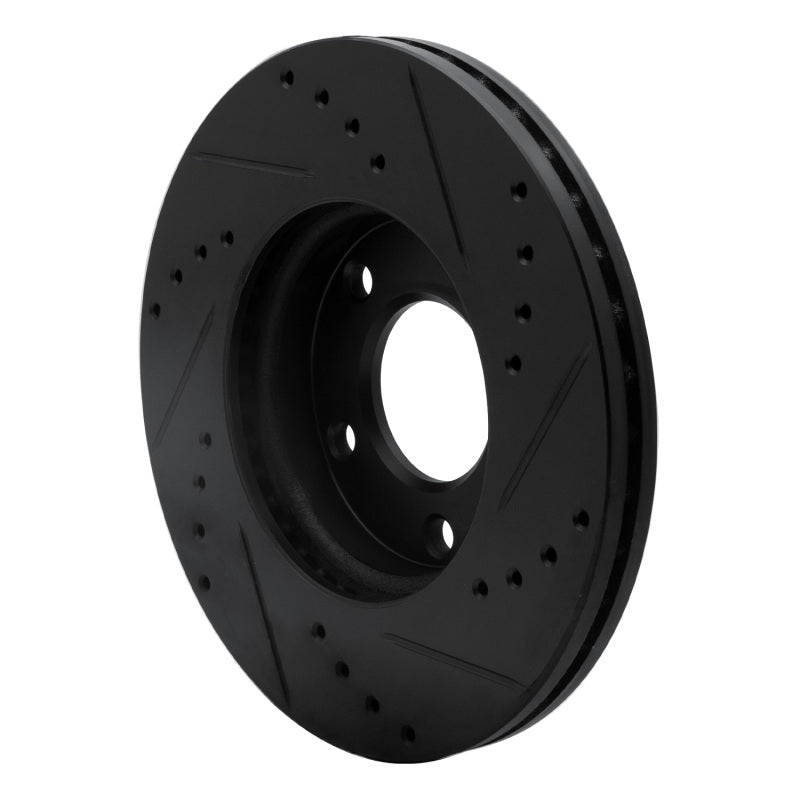 R1 04-13 Mazda 3 Front Left Drilled & Slotted Black Brake Rotor-Brake Rotors - Slot & Drilled-Grocery Getter Performance