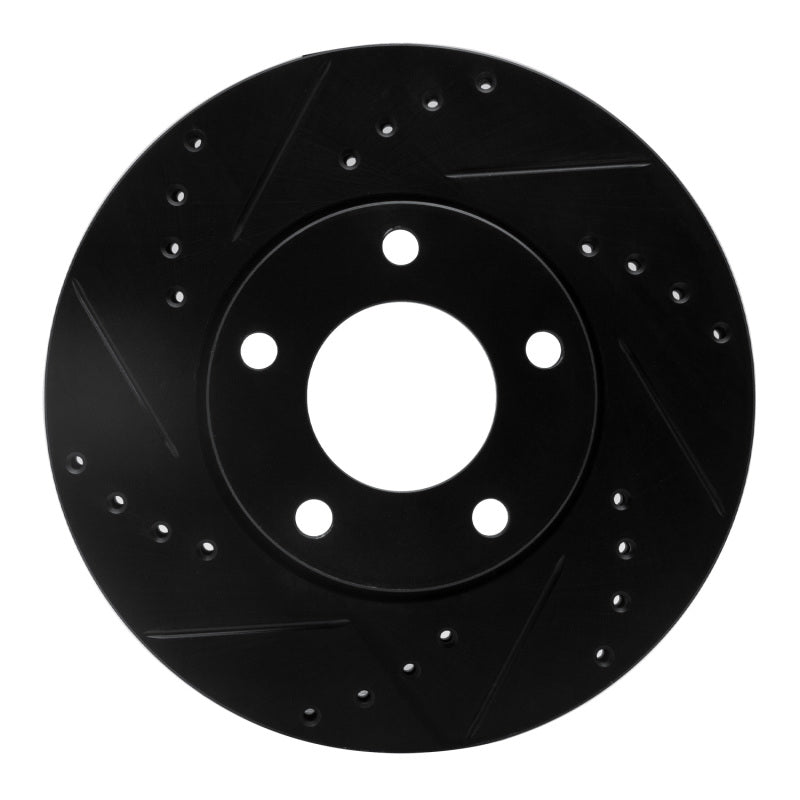 R1 04-13 Mazda 3 Front Left Drilled & Slotted Black Brake Rotor-Brake Rotors - Slot & Drilled-Grocery Getter Performance
