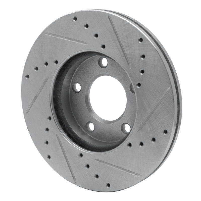 R1 04-13 Mazda 3 Front Left Drilled & Slotted Silver Brake Rotor-Brake Rotors - Slot & Drilled-Grocery Getter Performance