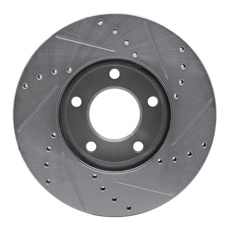 R1 04-13 Mazda 3 Front Left Drilled & Slotted Silver Brake Rotor-Brake Rotors - Slot & Drilled-Grocery Getter Performance
