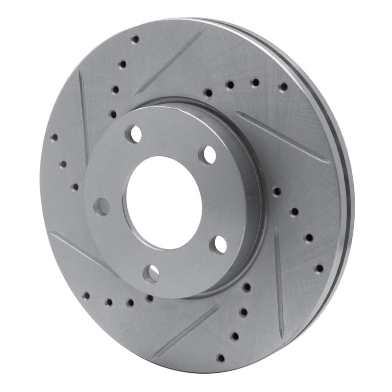 R1 04-13 Mazda 3 Front Left Drilled & Slotted Silver Brake Rotor-Brake Rotors - Slot & Drilled-Grocery Getter Performance