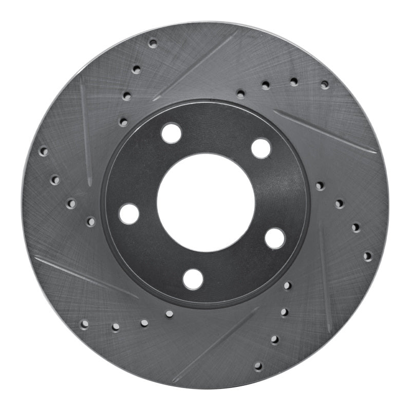 R1 04-13 Mazda 3 Front Left Drilled & Slotted Silver Brake Rotor-Brake Rotors - Slot & Drilled-Grocery Getter Performance