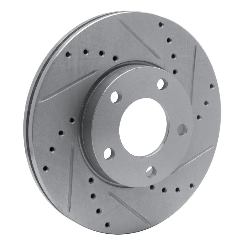 R1 04-13 Mazda 3 Front Right Drilled & Slotted Silver Brake Rotor-Brake Rotors - Slot & Drilled-Grocery Getter Performance