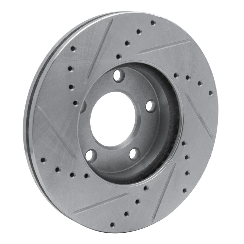 R1 04-13 Mazda 3 Front Right Drilled & Slotted Silver Brake Rotor-Brake Rotors - Slot & Drilled-Grocery Getter Performance