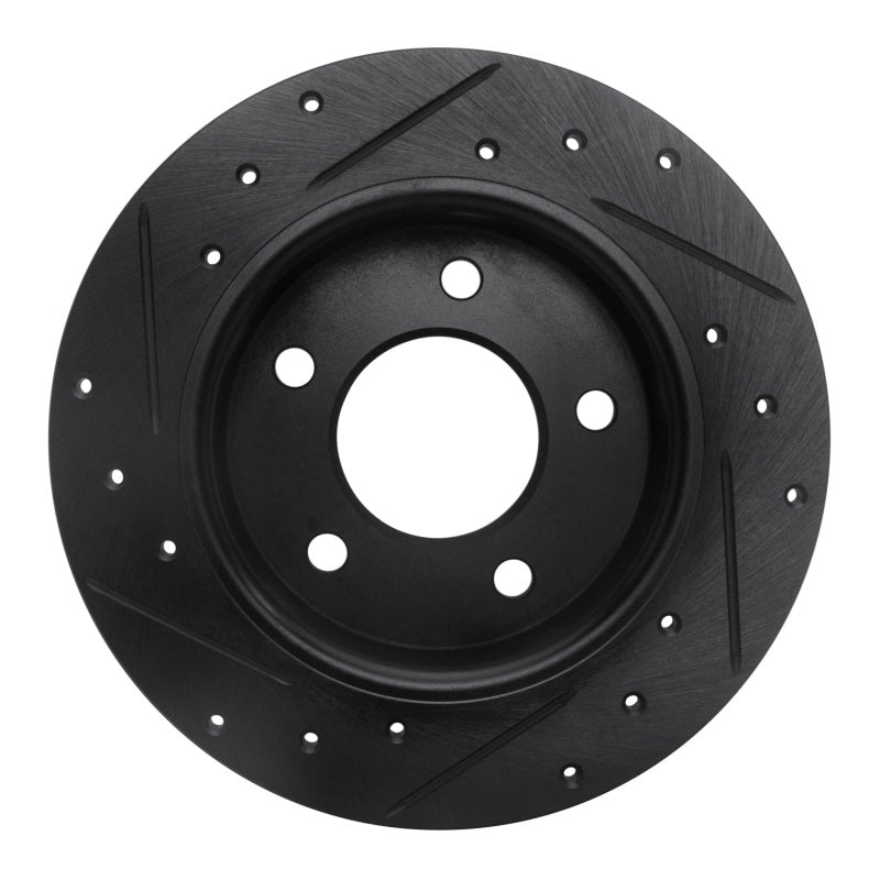 R1 04-13 Mazda 3 Rear Right Drilled & Slotted Black Brake Rotor-Brake Rotors - Slot & Drilled-Grocery Getter Performance
