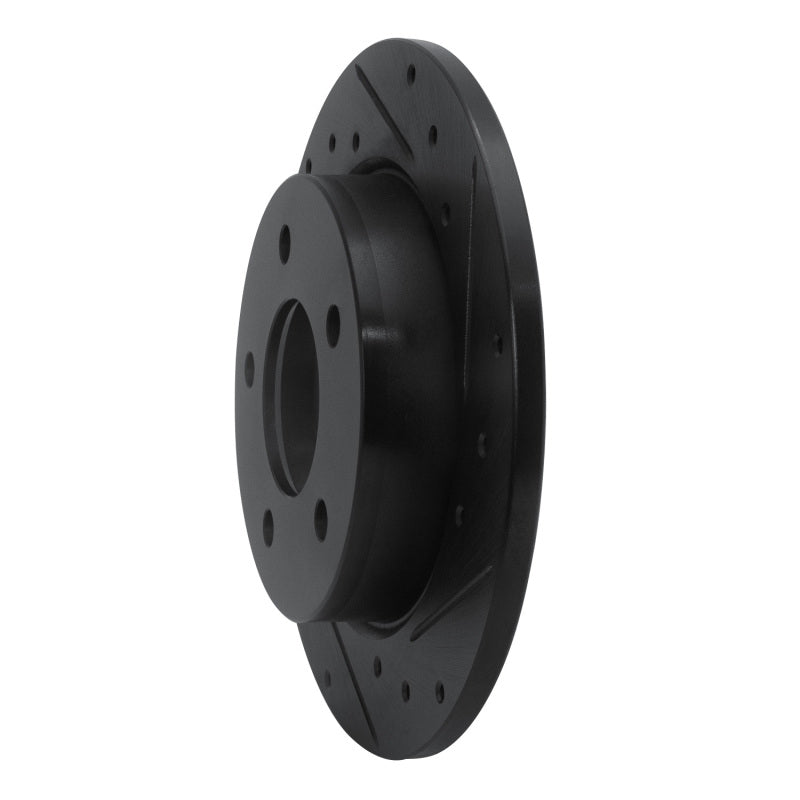 R1 04-13 Mazda 3 Rear Right Drilled & Slotted Black Brake Rotor-Brake Rotors - Slot & Drilled-Grocery Getter Performance