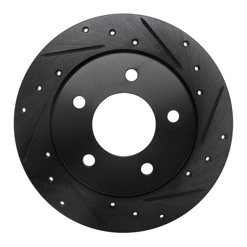 R1 04-13 Mazda 3 Rear Right Drilled & Slotted Black Brake Rotor-Brake Rotors - Slot & Drilled-Grocery Getter Performance