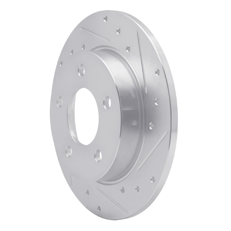 R1 04-13 Mazda 3 Rear Right Drilled & Slotted Silver Brake Rotor-Brake Rotors - Slot & Drilled-Grocery Getter Performance