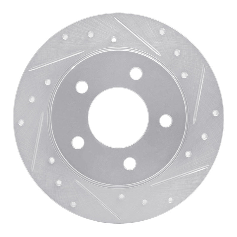 R1 04-13 Mazda 3 Rear Right Drilled & Slotted Silver Brake Rotor-Brake Rotors - Slot & Drilled-Grocery Getter Performance