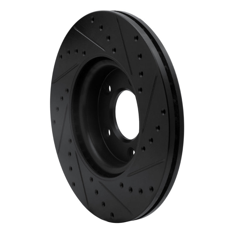 R1 04-15 Mazda 3 Front Left Drilled & Slotted Black Brake Rotor-Brake Rotors - Slot & Drilled-Grocery Getter Performance