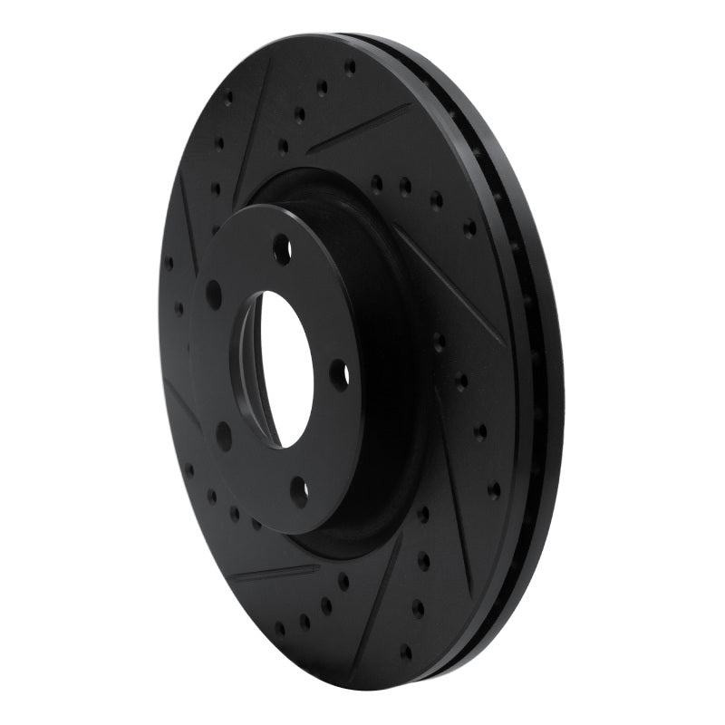 R1 04-15 Mazda 3 Front Left Drilled & Slotted Black Brake Rotor-Brake Rotors - Slot & Drilled-Grocery Getter Performance