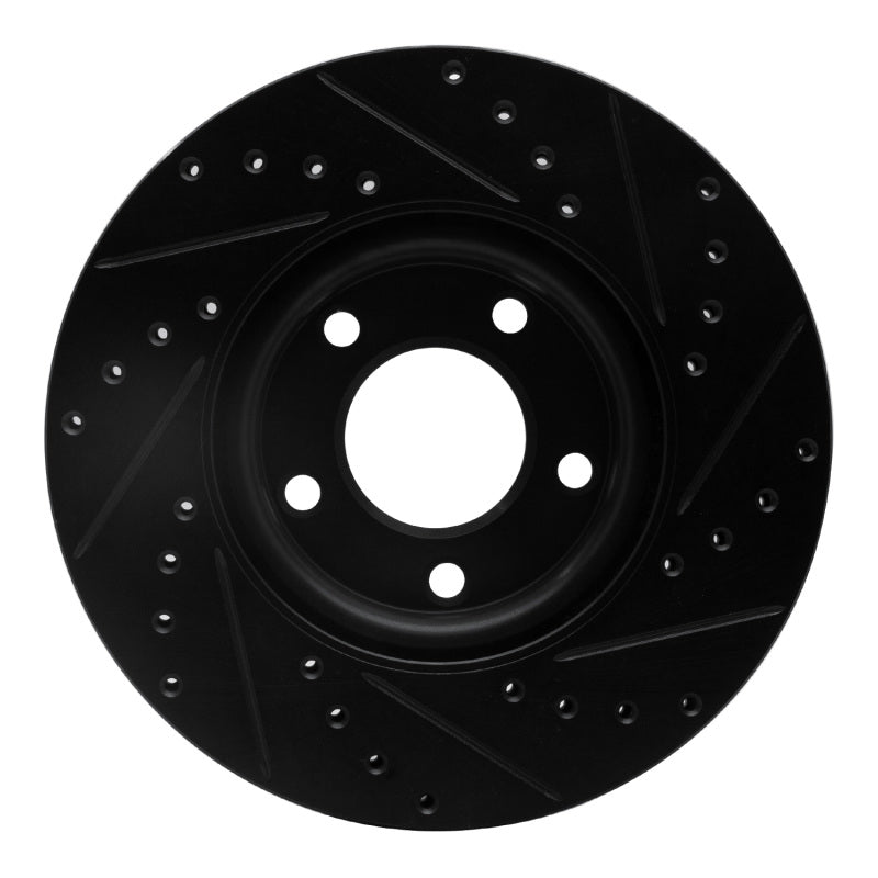 R1 04-15 Mazda 3 Front Left Drilled & Slotted Black Brake Rotor-Brake Rotors - Slot & Drilled-Grocery Getter Performance