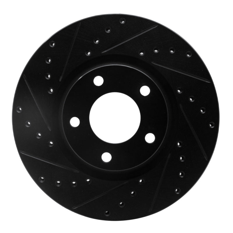 R1 04-15 Mazda 3 Front Left Drilled & Slotted Black Brake Rotor-Brake Rotors - Slot & Drilled-Grocery Getter Performance