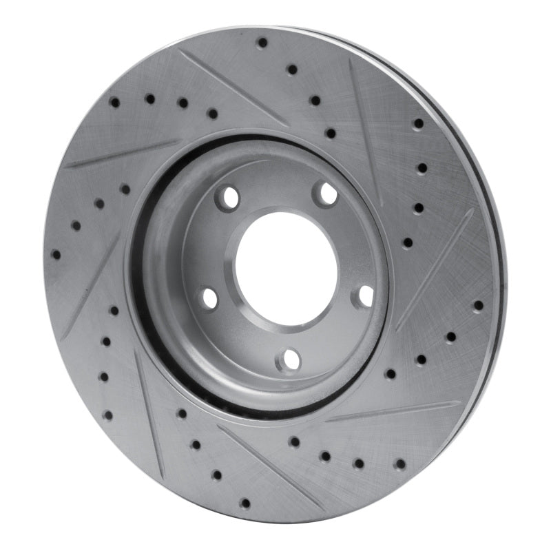 R1 04-15 Mazda 3 Front Left Drilled & Slotted Silver Brake Rotor-Brake Rotors - Slot & Drilled-Grocery Getter Performance