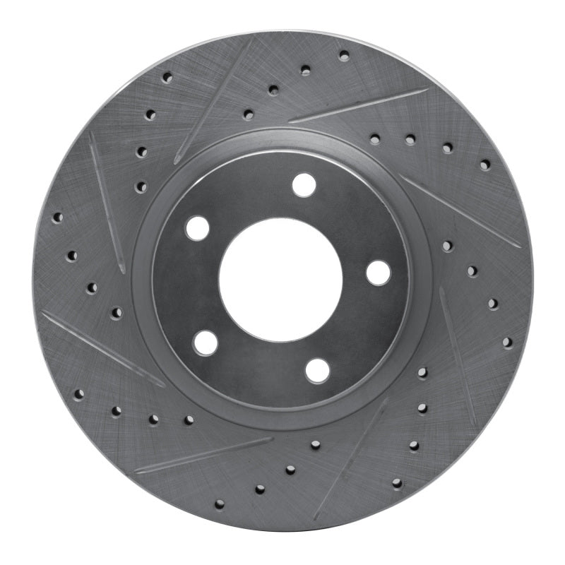 R1 04-15 Mazda 3 Front Left Drilled & Slotted Silver Brake Rotor-Brake Rotors - Slot & Drilled-Grocery Getter Performance