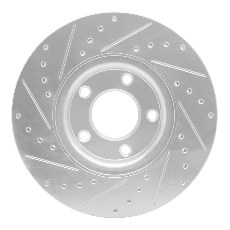 R1 04-15 Mazda 3 Front Right Drilled & Slotted Silver Brake Rotor-Brake Rotors - Slot & Drilled-Grocery Getter Performance
