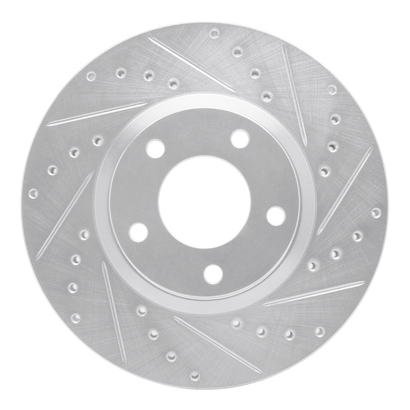 R1 04-15 Mazda 3 Front Right Drilled & Slotted Silver Brake Rotor-Brake Rotors - Slot & Drilled-Grocery Getter Performance