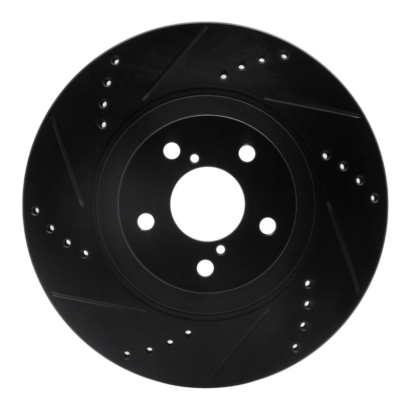 R1 04-25 Scion FR-S Front Left Drilled & Slotted Black Brake Rotor-Brake Rotors - Slot & Drilled-Grocery Getter Performance