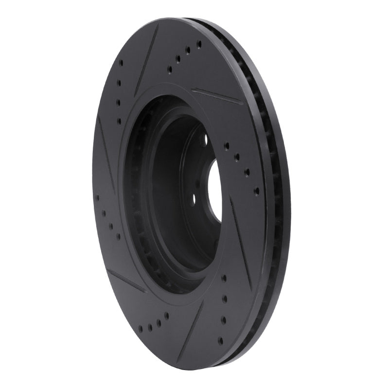 R1 04-25 Scion FR-S Front Right Drilled & Slotted Black Brake Rotor-Brake Rotors - Slot & Drilled-Grocery Getter Performance