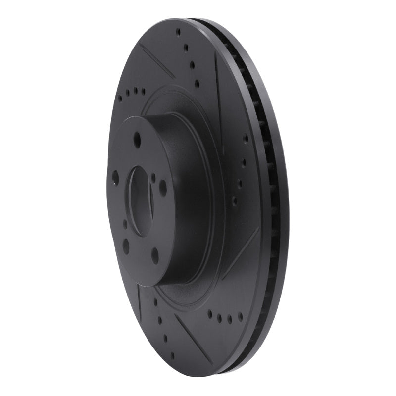 R1 04-25 Scion FR-S Front Right Drilled & Slotted Black Brake Rotor-Brake Rotors - Slot & Drilled-Grocery Getter Performance