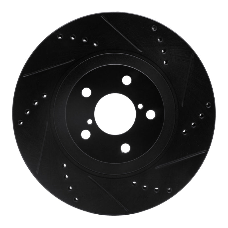 R1 04-25 Scion FR-S Front Right Drilled & Slotted Black Brake Rotor-Brake Rotors - Slot & Drilled-Grocery Getter Performance