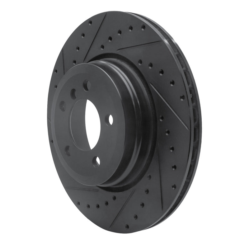 R1 05-08 BMW 760I Rear Left Drilled & Slotted Black Brake Rotor-Brake Rotors - Slot & Drilled-Grocery Getter Performance