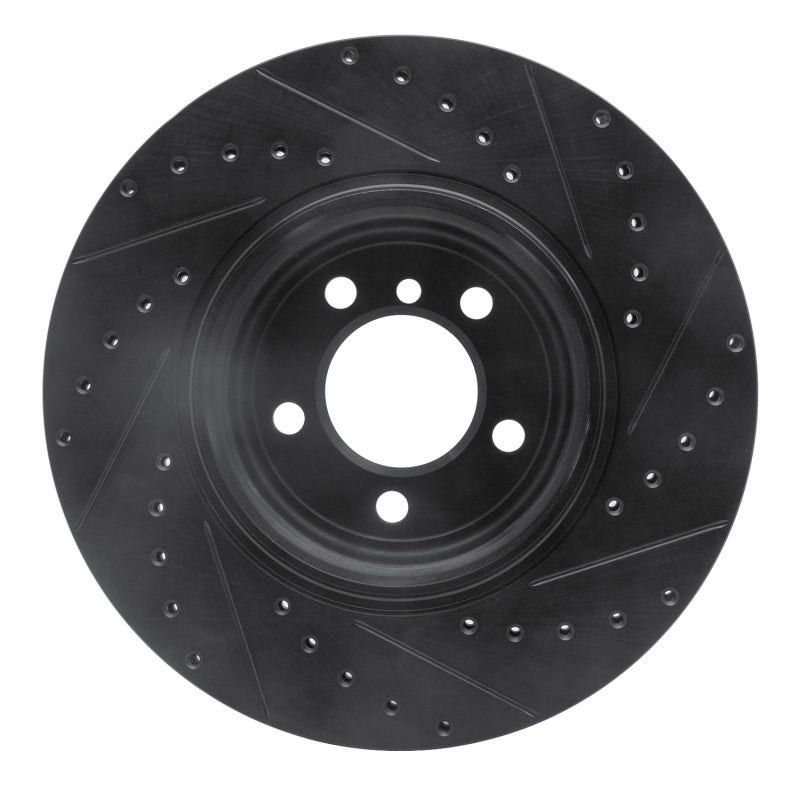 R1 05-08 BMW 760I Rear Left Drilled & Slotted Black Brake Rotor-Brake Rotors - Slot & Drilled-Grocery Getter Performance