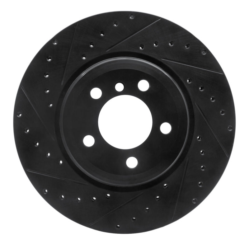 R1 05-08 BMW 760I Rear Left Drilled & Slotted Black Brake Rotor-Brake Rotors - Slot & Drilled-Grocery Getter Performance