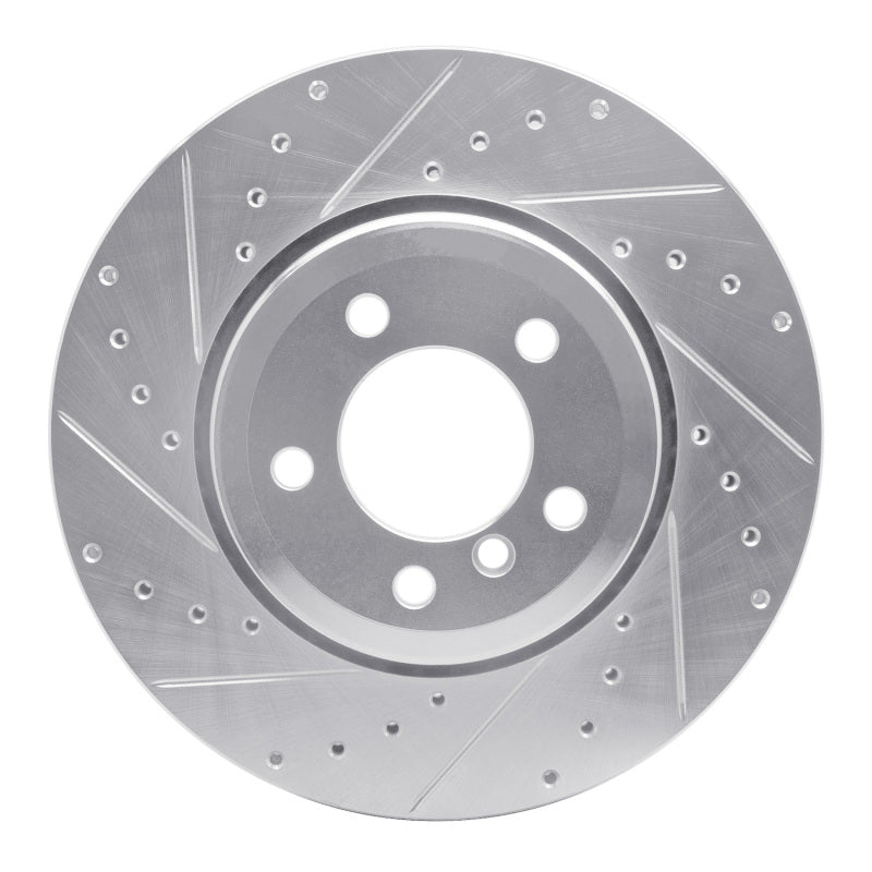 R1 05-08 BMW 760I Rear Left Drilled & Slotted Silver Brake Rotor-Brake Rotors - Slot & Drilled-Grocery Getter Performance